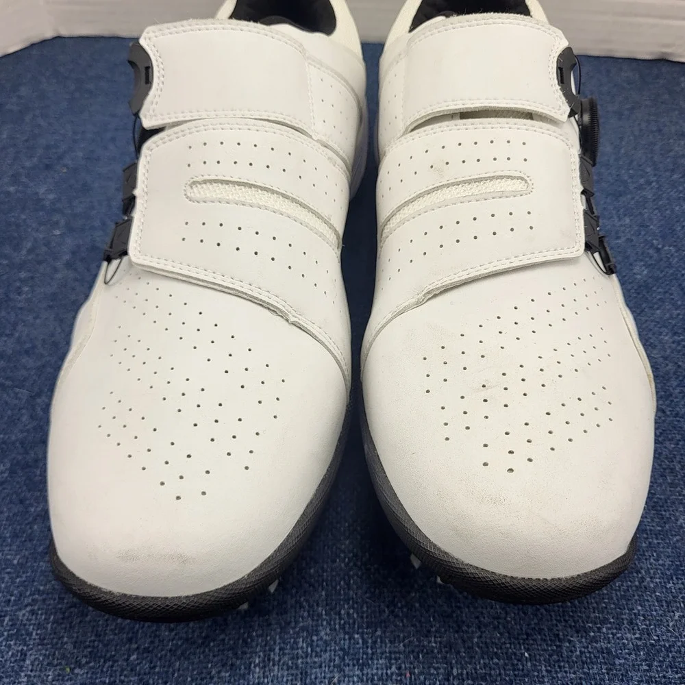 Mens White Professional Spiked Golf Shoes Dial Lacing System Size 46